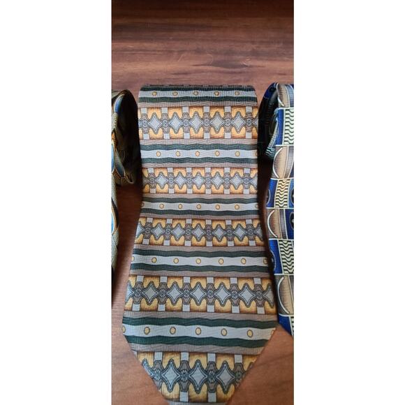 LOT OF 4 Fratello handmade Geometric Ties Browns and blues - Picture 6 of 8